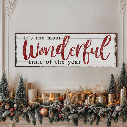 It's The Most Wonderful Time Of The Year Christmas Sign VI Tailored Canvases 8x24 inch Medium Premium Gallery Wrapped 12x36 inch Medium Premium Gallery Wrapped 16x48 inch Large Premium Gallery Wrapped 8x24 inch Medium Premium Gallery Wrapped-12x36 inch Medium Premium Gallery Wrapped-16x48 inch Large Premium Gallery Wrapped-