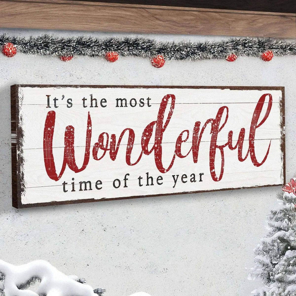 It's The Most Wonderful Time Of The Year Christmas Sign VI Tailored Canvases 8x24 inch Medium Premium Gallery Wrapped 12x36 inch Medium Premium Gallery Wrapped 16x48 inch Large Premium Gallery Wrapped 8x24 inch Medium Premium Gallery Wrapped-12x36 inch Medium Premium Gallery Wrapped-16x48 inch Large Premium Gallery Wrapped-