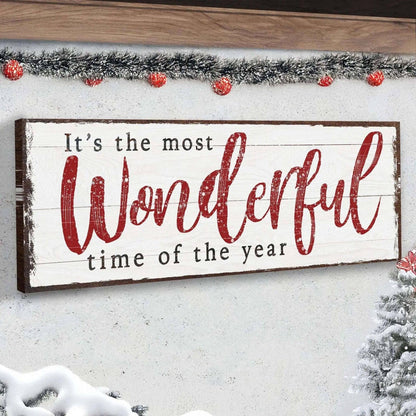 It's The Most Wonderful Time Of The Year Christmas Sign VI Tailored Canvases 8x24 inch Medium Premium Gallery Wrapped 12x36 inch Medium Premium Gallery Wrapped 16x48 inch Large Premium Gallery Wrapped 8x24 inch Medium Premium Gallery Wrapped-12x36 inch Medium Premium Gallery Wrapped-16x48 inch Large Premium Gallery Wrapped-
