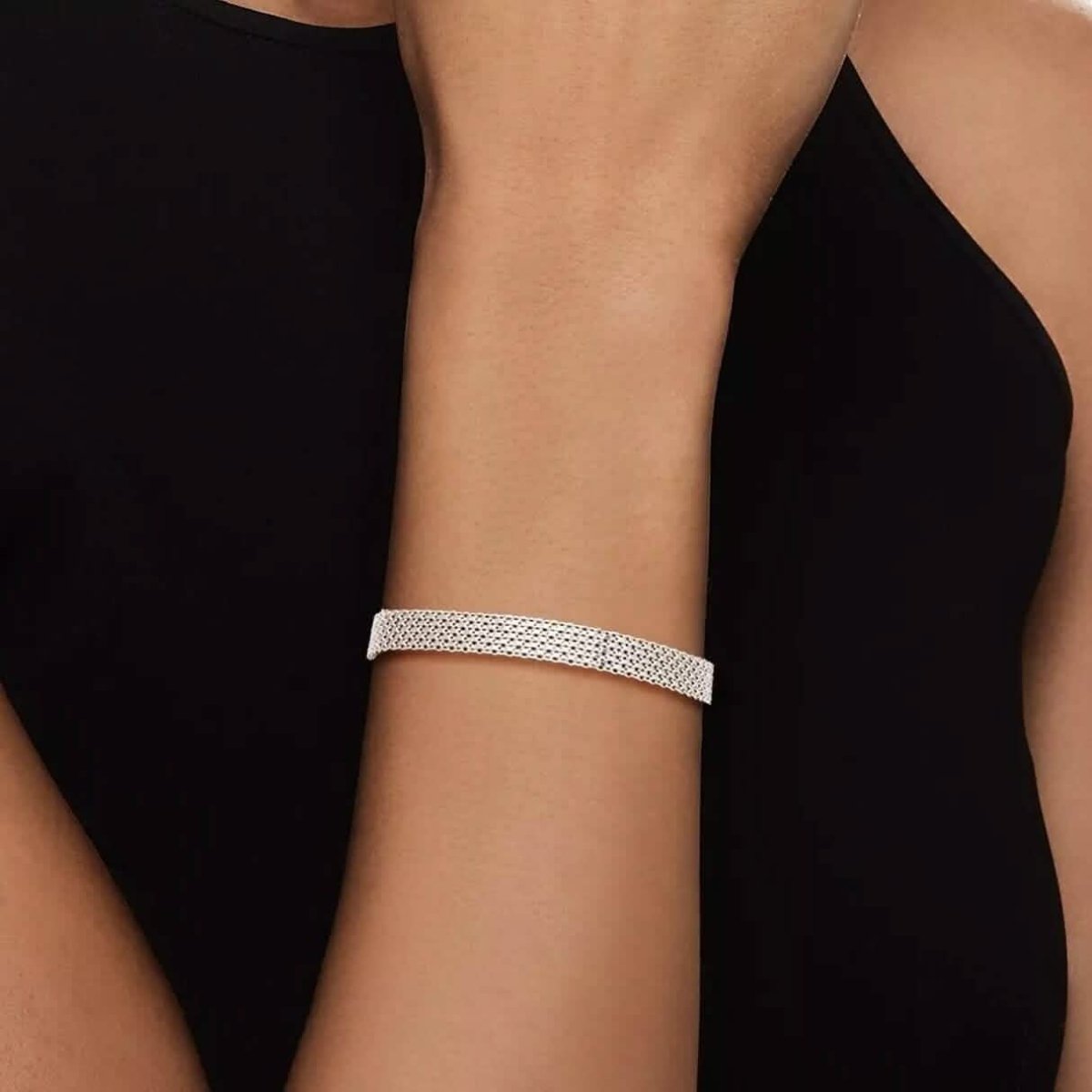 Italian Made 925 Sterling Silver 7MM Flat Coreana Chain Bracelet - Cartsfy Inc.