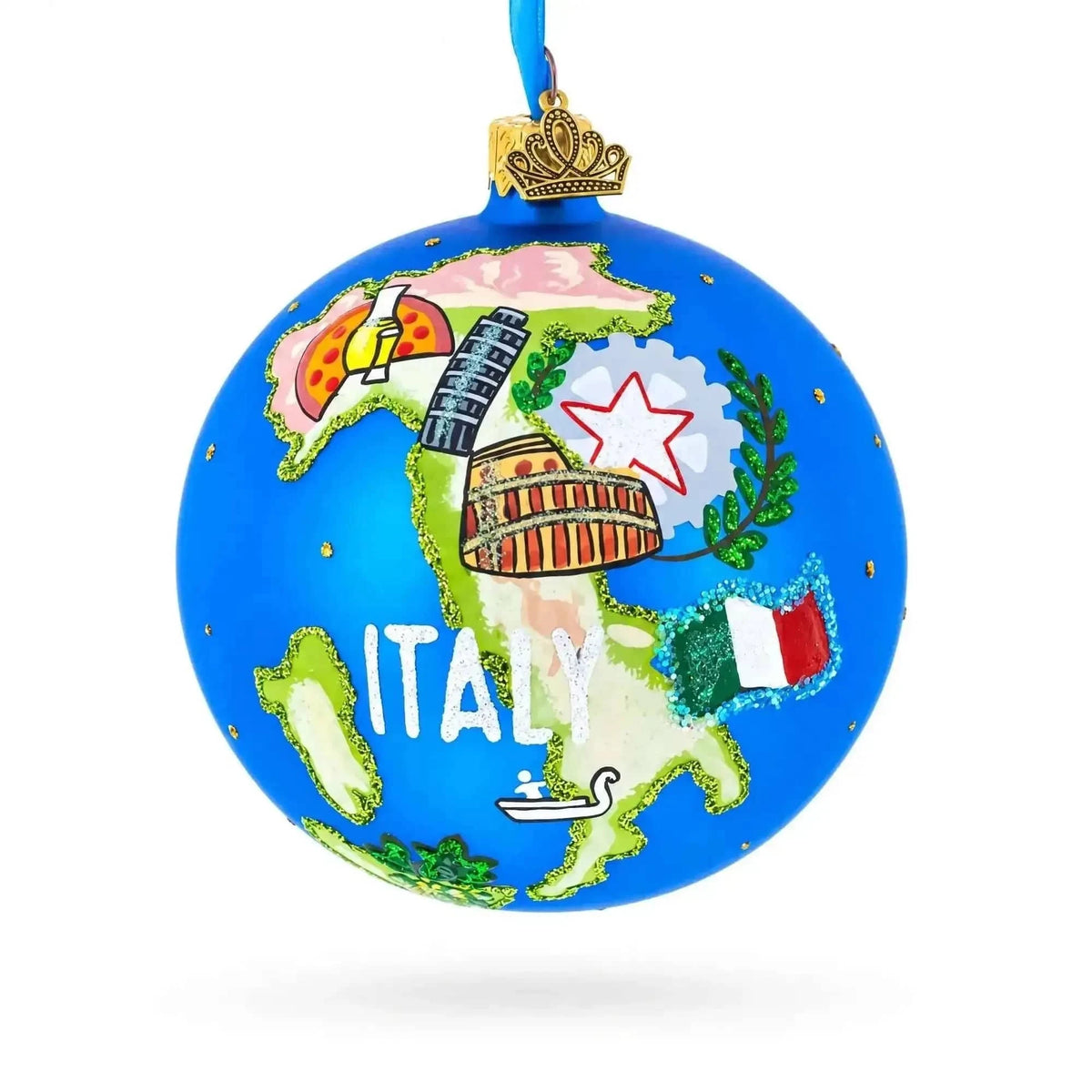 Italy Landmarks and Symbols Glass Ball Christmas Ornament 4 Inches Cartsfy Inc.