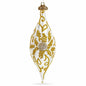 Ivory & Gold Pearl Embossed Elongated Pointed Teardrop Finial Glass Christmas Ornament Cartsfy Inc.