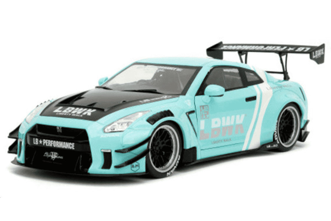 Jada Pink Slips Nissan Skyline GT-R R35 Liberty Walk Seafoam Mint Green 1:18 STM Diecast Default Title Default Title-
