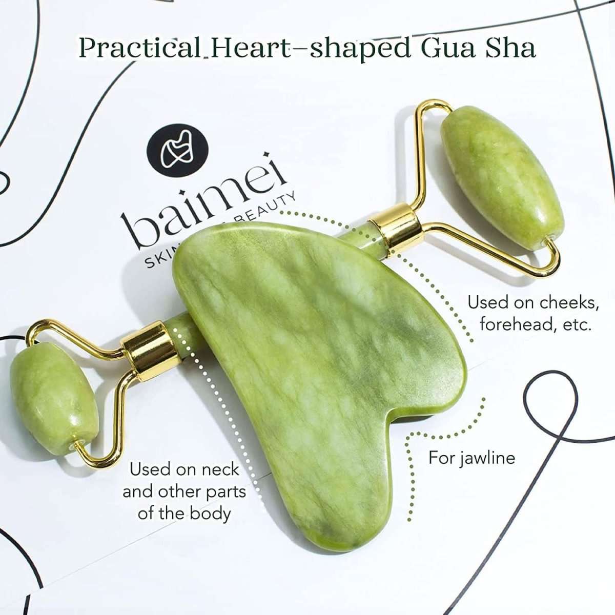 Jade Roller & Gua Sha Set Facial Beauty Tools Face Roller Skin Massager Cartsfy Inc.