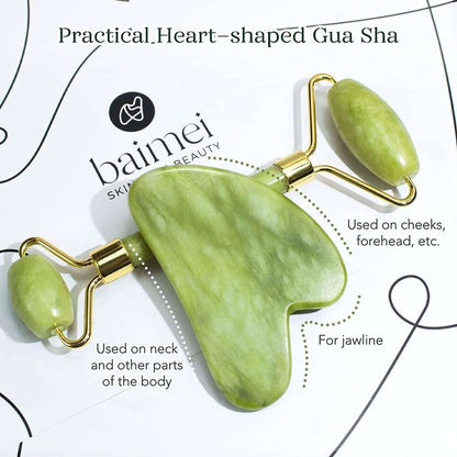 Jade Roller & Gua Sha Set Facial Beauty Tools Face Roller Skin Massager Cartsfy Inc.