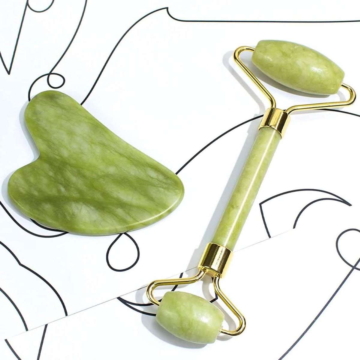 Jade Roller & Gua Sha Set Facial Beauty Tools Face Roller Skin Massager Cartsfy Inc.