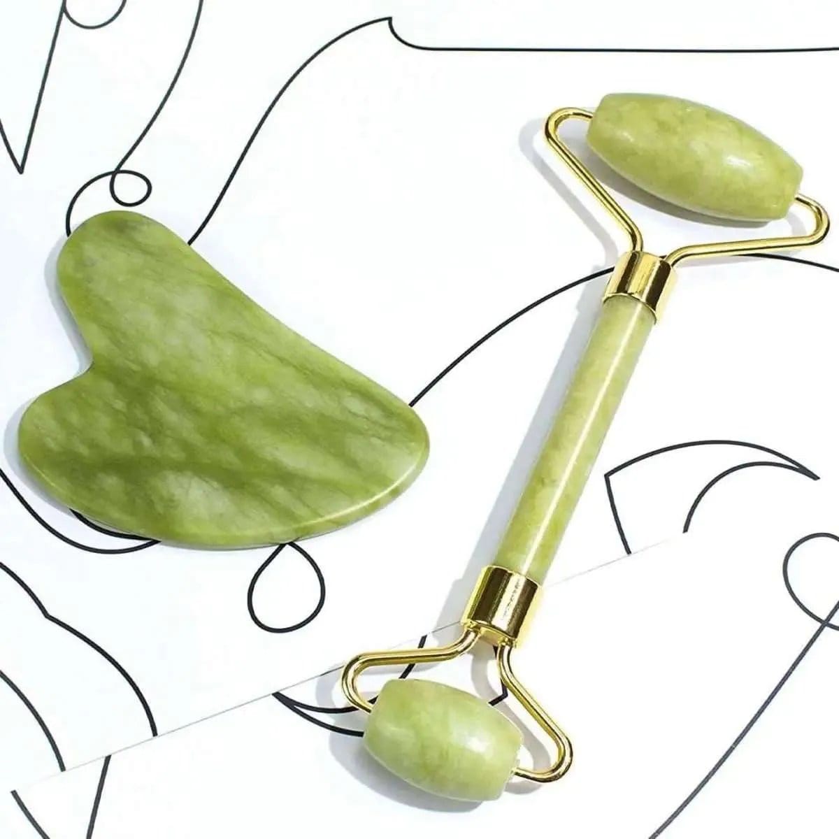 Jade Roller & Gua Sha Set Facial Beauty Tools Face Roller Skin Massager DailySale Default Title Default Title-