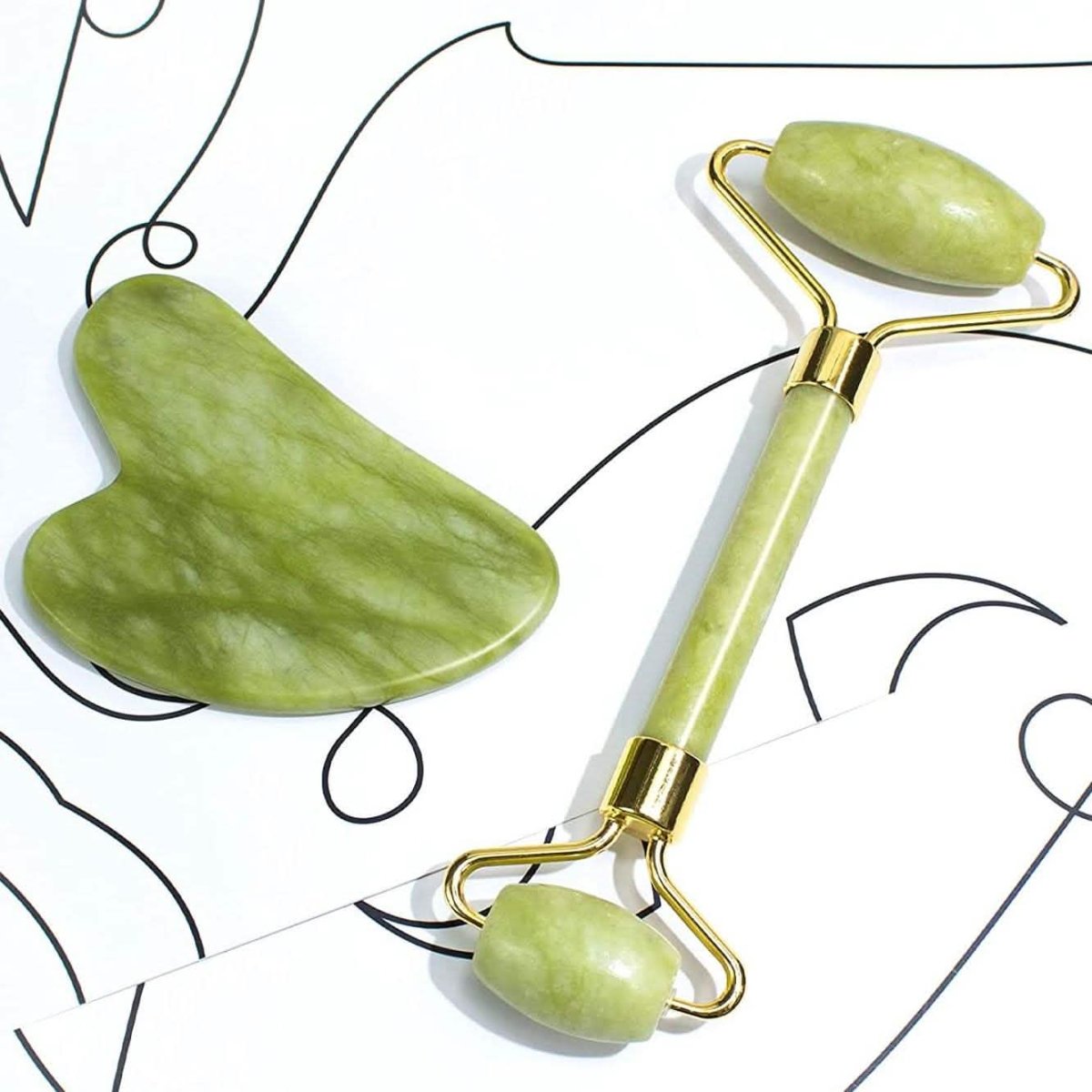 Jade Roller & Gua Sha Set Facial Beauty Tools Face Roller Skin Massager - Cartsfy Inc.