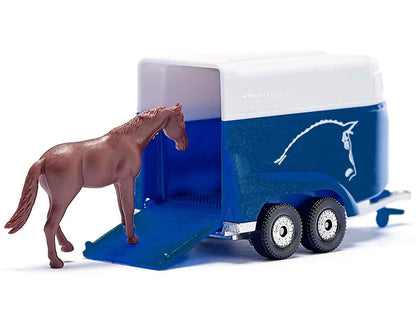 Jeep Red with Horse Trailer Blue and Horse Accessory Diecast Model by Siku Miniature Motors Default Title Default Title-