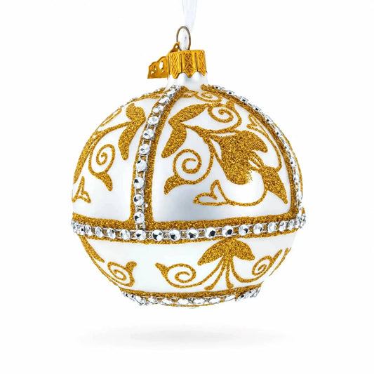 Jeweled Golden Chandelier on Silver Glass Ball Christmas Ornament 3.25 Inches BestPysanky Default Title Default Title-