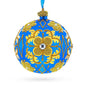 Jeweled Golden Leaves on Blue Glass  Ball Christmas Ornament 4 Inches Cartsfy Inc.