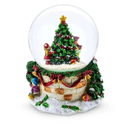 Joyful Children Adorning Christmas Tree: Musical Water Snow Globe Cartsfy Inc.