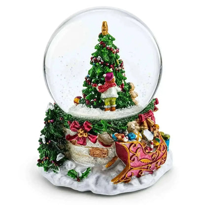 Joyful Children Adorning Christmas Tree: Musical Water Snow Globe Cartsfy Inc.