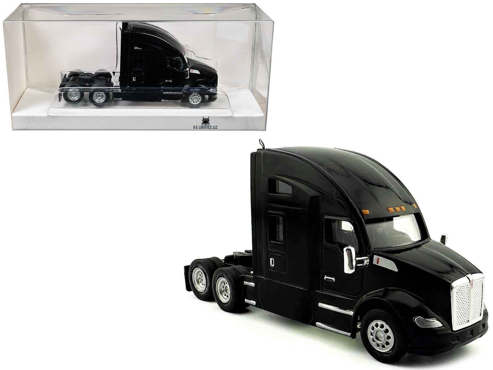 Kenworth T680 Sleeper Cab Black 1/87 (HO) Plastic Model Car by HO Logistics Miniature Motors Default Title Default Title-