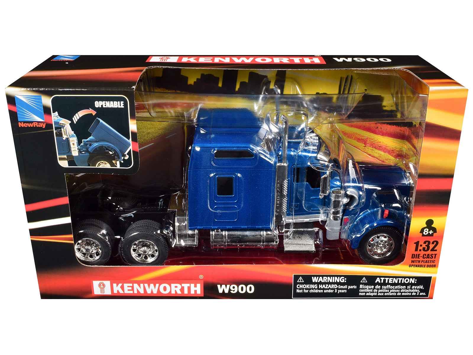 Kenworth W900 Truck Tractor Blue Metallic 1/32 Diecast Model by New Ray Miniature Motors Default Title Default Title-