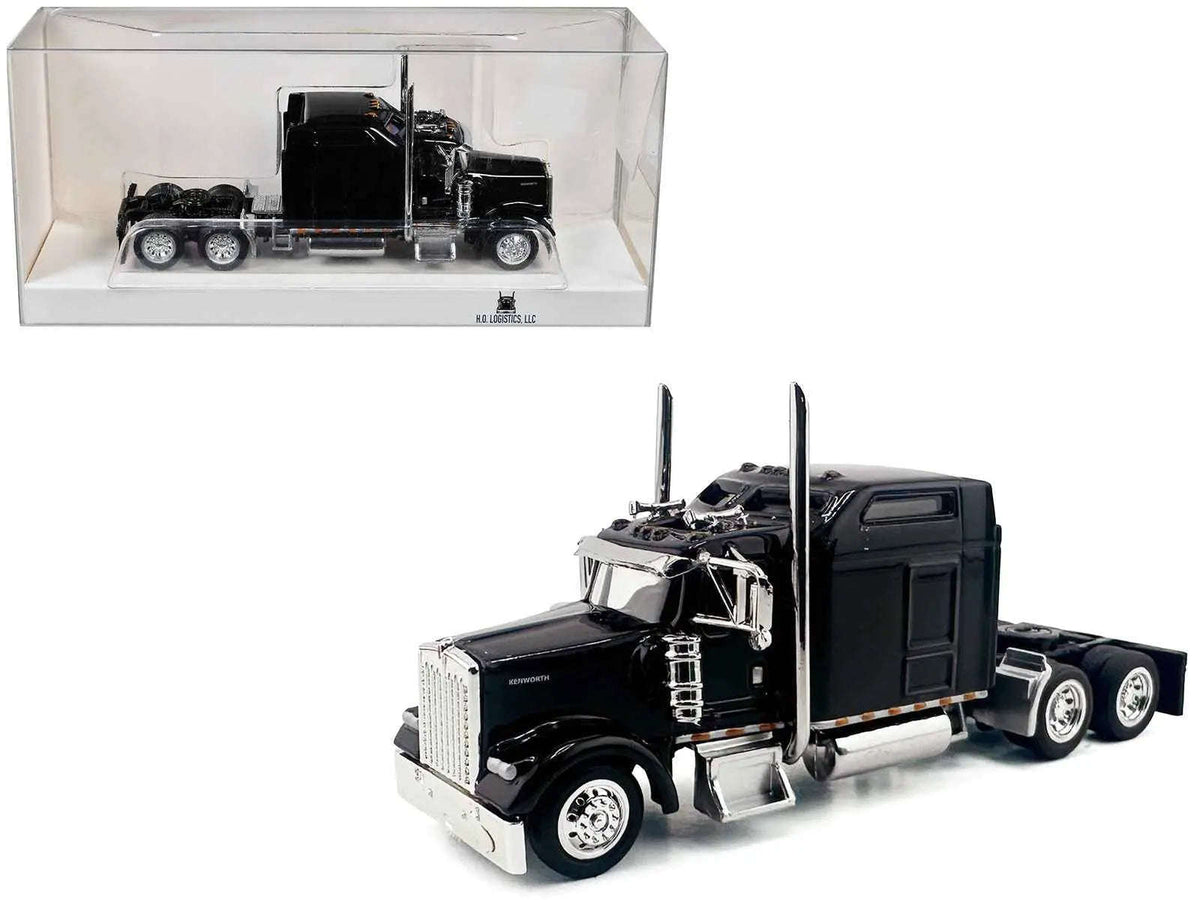 Kenworth W900L Truck Tractor with Sleeper Cab Black 1/87 (HO) Scale Plastic Model Car by HO Logistics Cartsfy Inc.