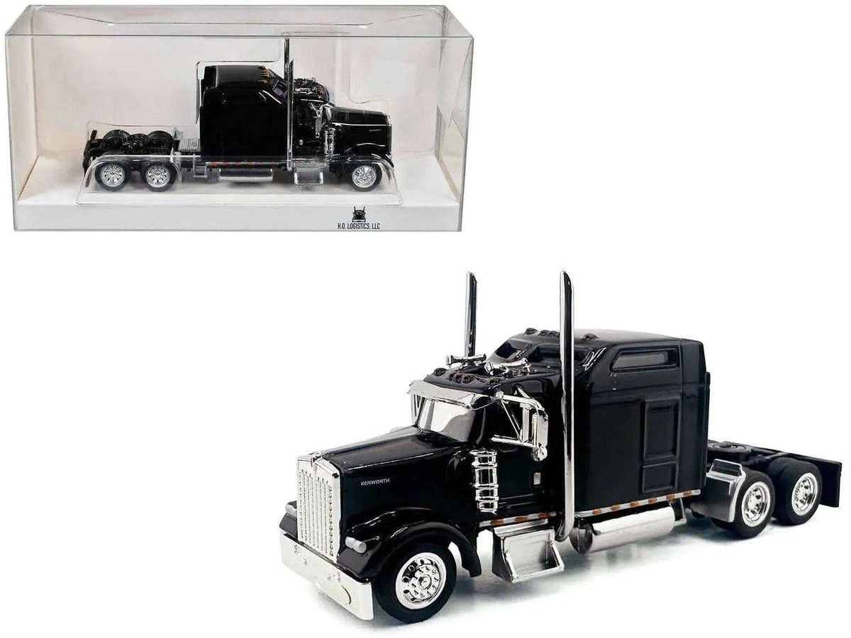 Kenworth W900L Truck Tractor with Sleeper Cab Black 1/87 (HO) Scale Plastic Model Car by HO Logistics Miniature Motors Default Title Default Title-