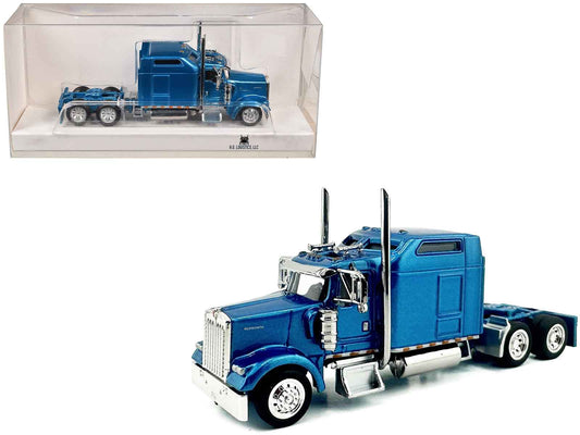 Kenworth W900L Truck Tractor with Sleeper Cab Blue Metallic 1/87 (HO) Scale Plastic Model Car by HO Logistics Cartsfy Inc.