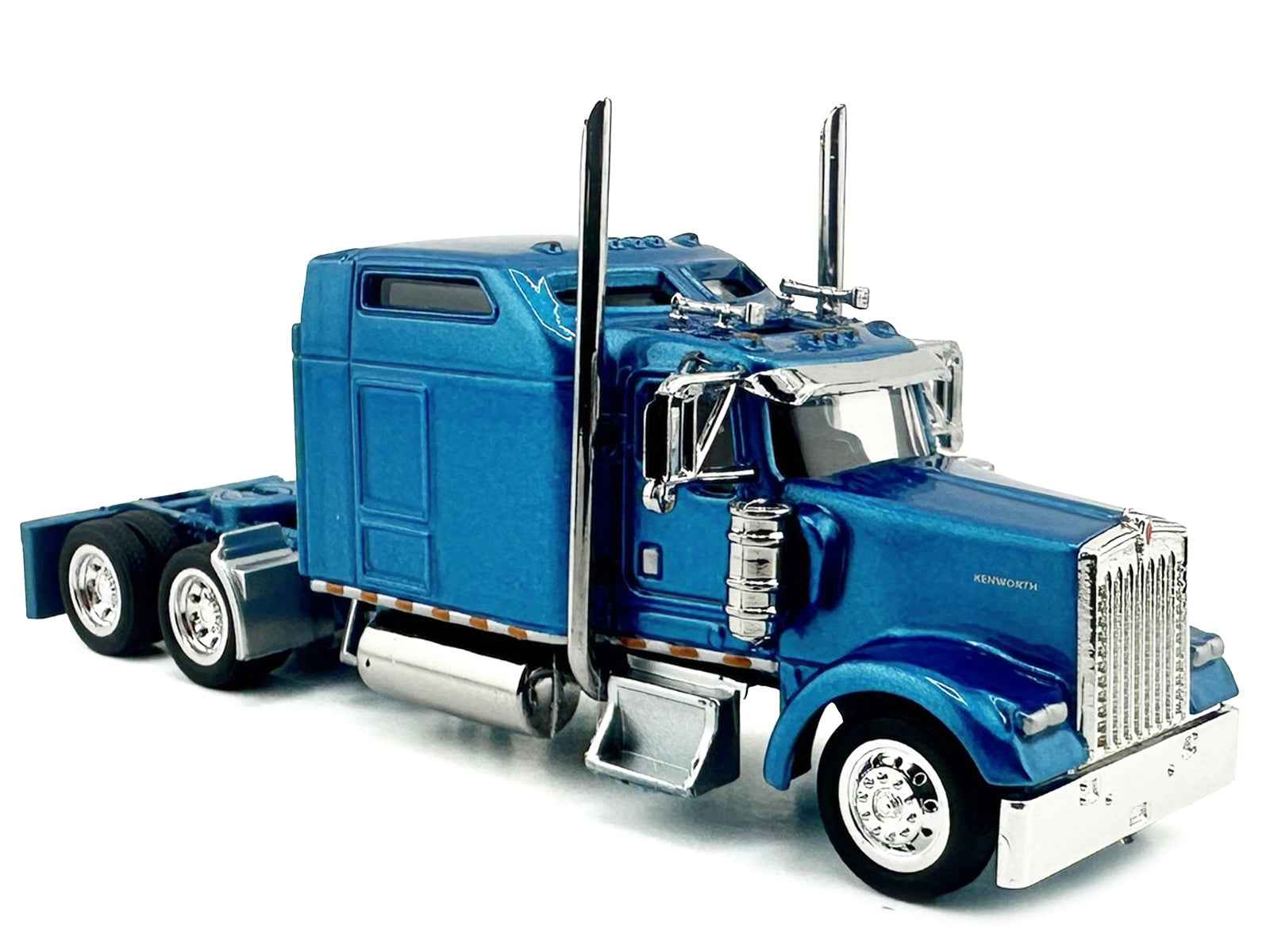 Kenworth W900L Truck Tractor with Sleeper Cab Blue Metallic 1/87 (HO) Scale Plastic Model Car by HO Logistics Cartsfy Inc.