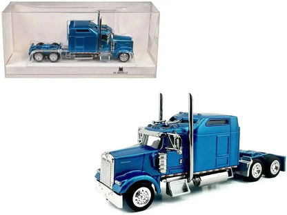 Kenworth W900L Truck Tractor with Sleeper Cab Blue Metallic 1/87 (HO) Scale Plastic Model Car by HO Logistics Cartsfy Inc.