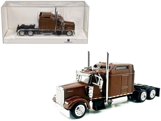 Brown metallic truck tractor model car in clear display box