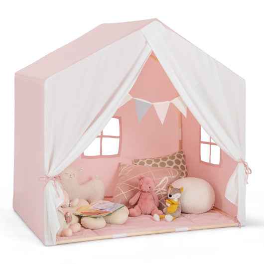 Kid's Play Tent with Washable Cotton Mat and Flag Banner-Pink VYSN Default Title Default Title-