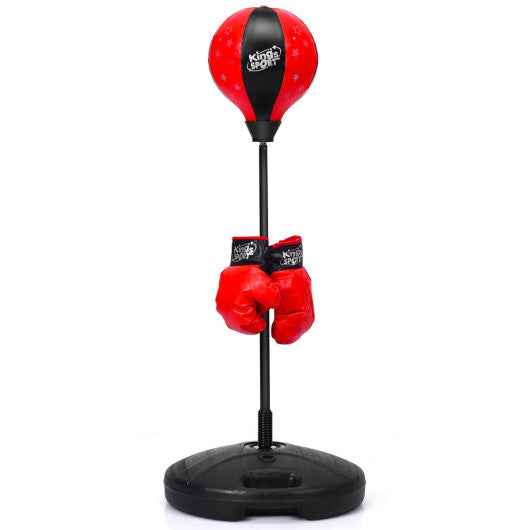 Kids Adjustable Stand Punching Bag Toy Set with Boxing Glove-Red Cartsfy Inc.