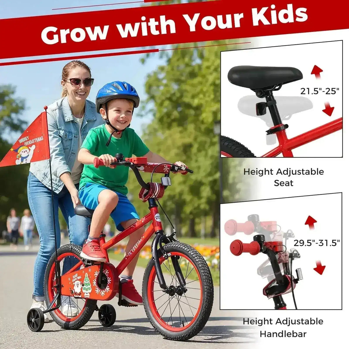 Kids Bike 12-18 Inch with Training Wheels & Christmas Music Cartsfy Inc.