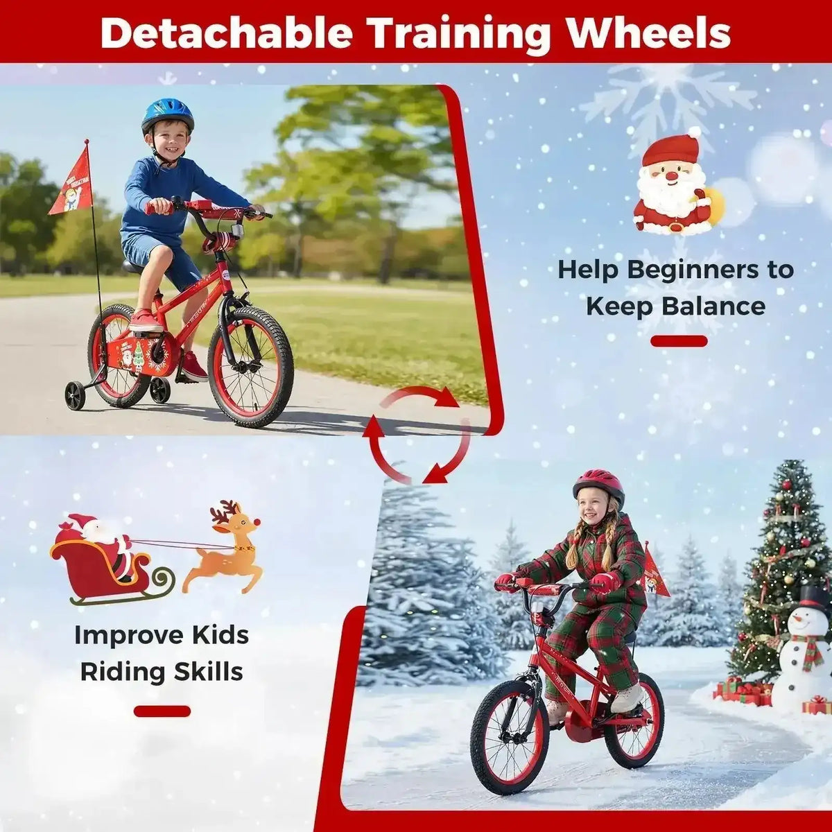 Kids Bike 12-18 Inch with Training Wheels & Christmas Music Cartsfy Inc.