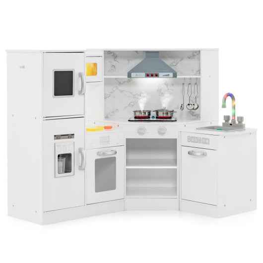Kids Corner Pretend Kitchen Playset with Separated Washing Basin-White Cartsfy Inc.