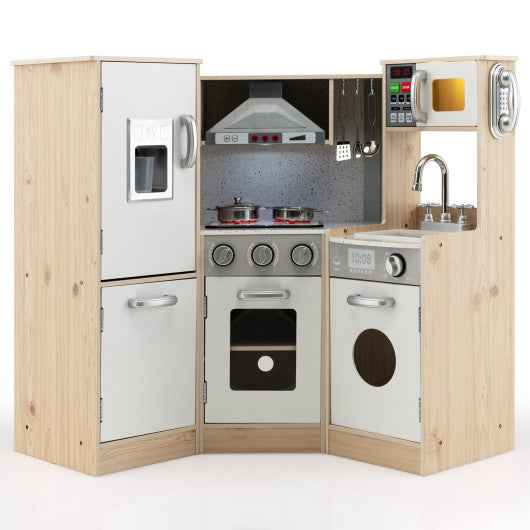 Kids Corner Wooden Kitchen Playset with Cookware Accessories Cartsfy Inc.