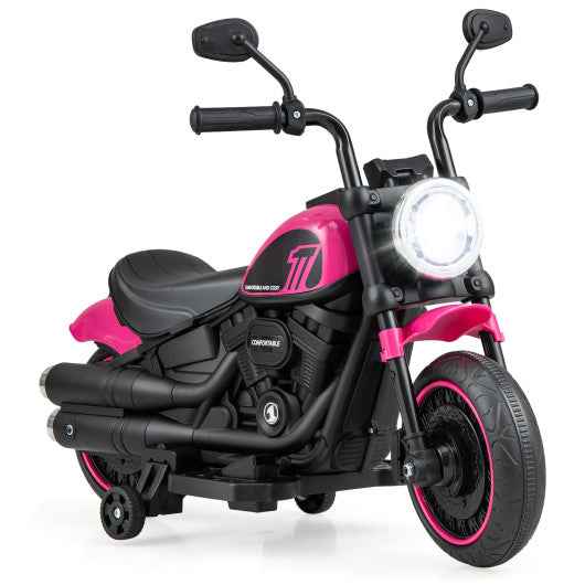 Kids Electric Motorcycle with Training Wheels and LED Headlights-Pink Cartsfy Inc.