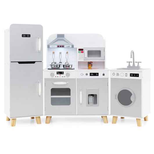 Kids Kitchen Playset 3-in-1 with Refrigerator and Washing Machine-Gray VYSN Default Title Default Title-