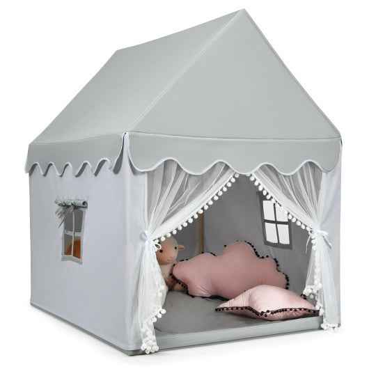 Kids Large Play Castle Fairy Tent with Mat-Gray Cartsfy Inc.