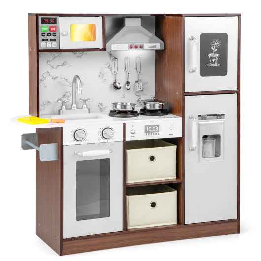 Kids Modern Toy Kitchen Playset with Attractive Lights and Sounds-Coffee Cartsfy Inc.