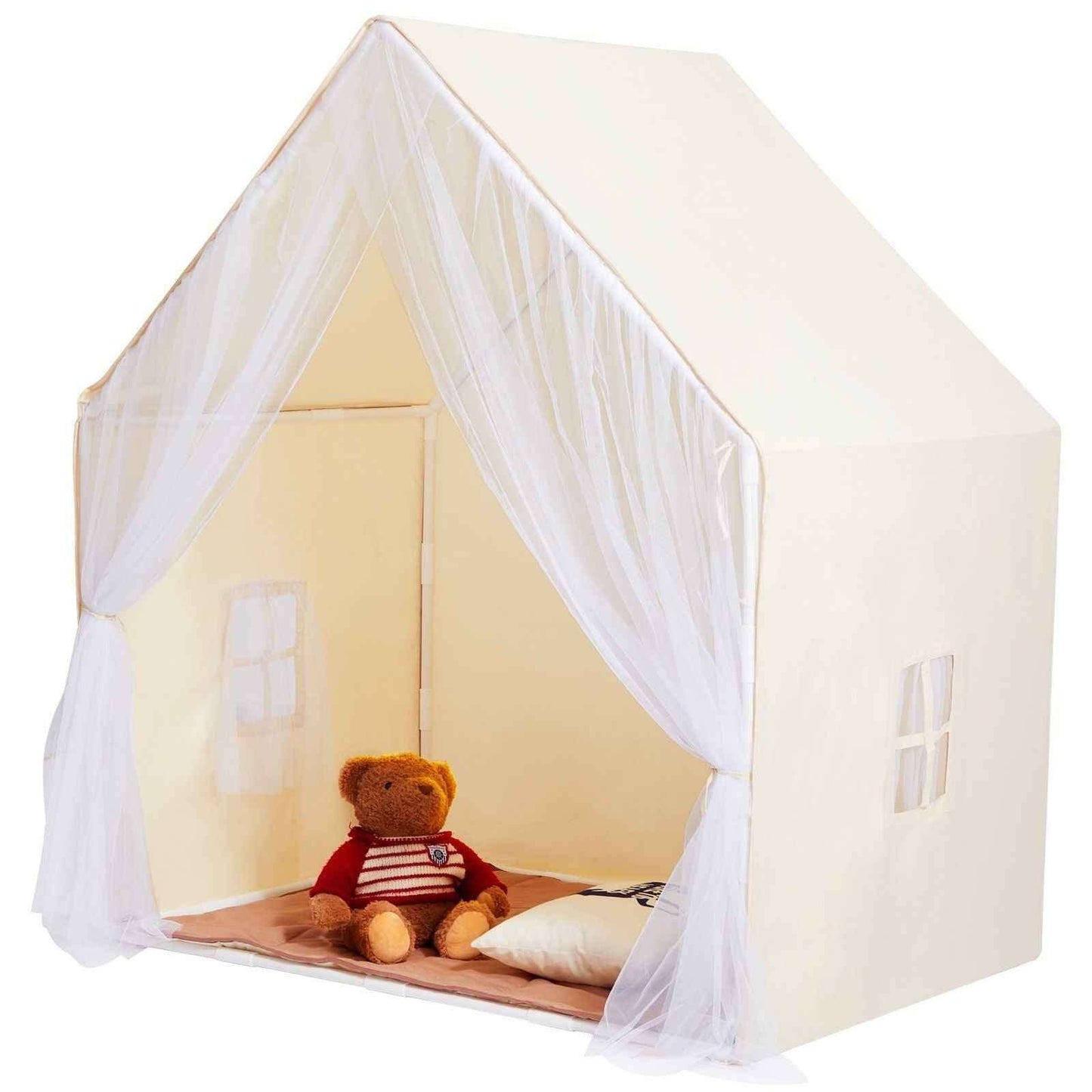 Kids Play Tent, Kids Tent for Kids 1-5 Years Old, Toddler Tent with Mat and Tent Lamp, Tent for Kids with Windows for Indoor and Outdoor, Yurt Tent for Boys and Girls, Beige Cartsfy Inc.