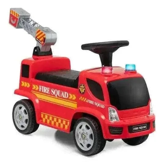 Kids Push Ride On Fire Truck with Ladder Bubble Maker and Headlights-Red Cartsfy Inc.