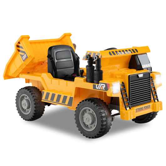 Kids Ride on Dump Truck 12V Ride on Car with Electric Dump Bed-Yellow Cartsfy Inc.