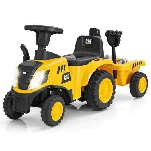 Kids Ride on Tractor Licensed Caterpillar with Detachable Trailer No Power-Yellow Cartsfy Inc.