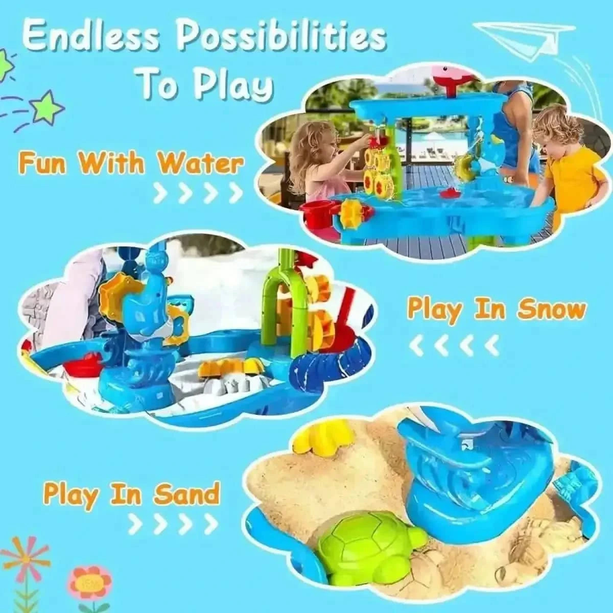 Kids Sand Water Table for 3-6 Years Old Sensory Exercise Friendship Building DailySale Default Title Default Title-