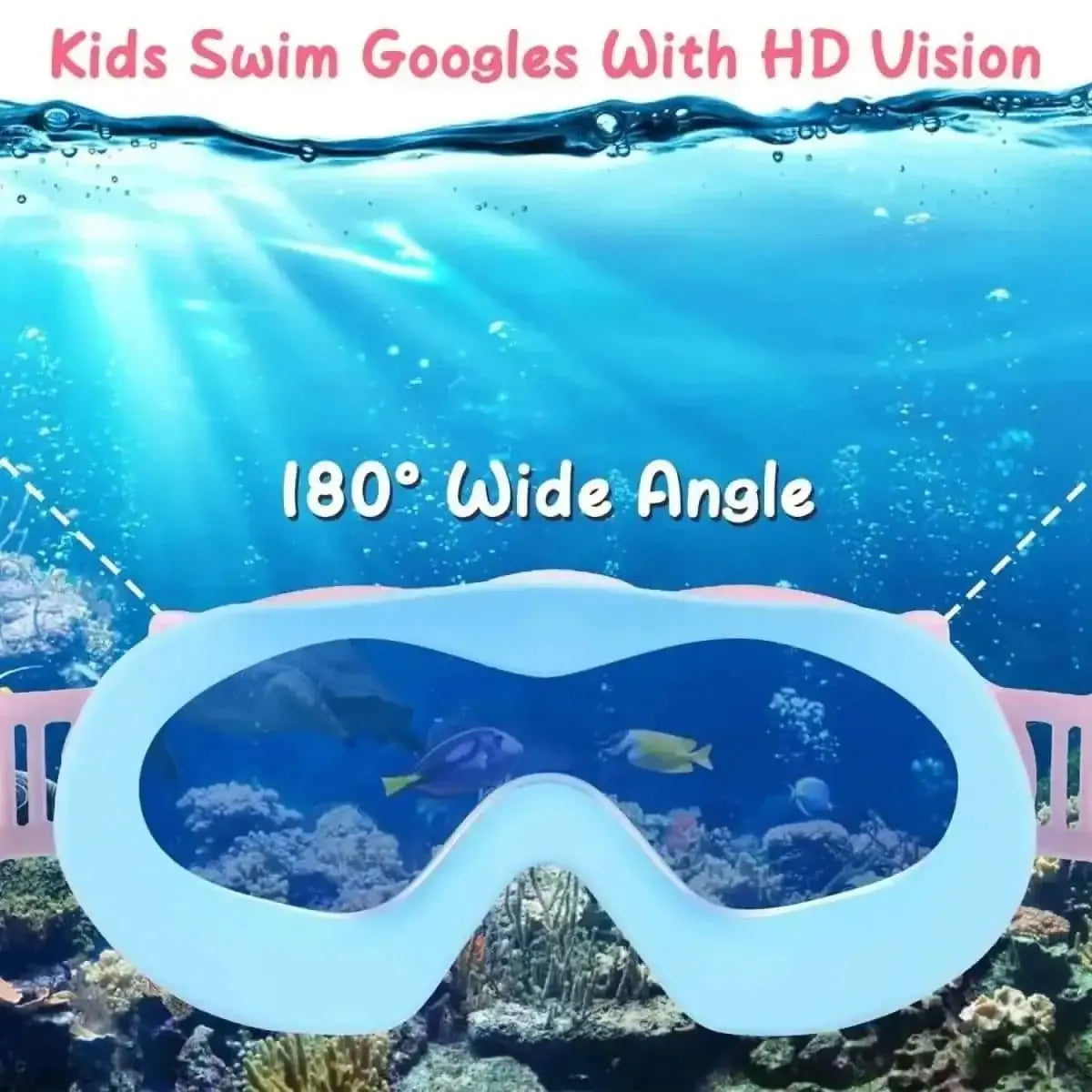Kids Swim Goggles with Ear Plugs UV Protection Anti-Fog Leak Proof DailySale Blue Pink Yellow Blue-Pink-Yellow-