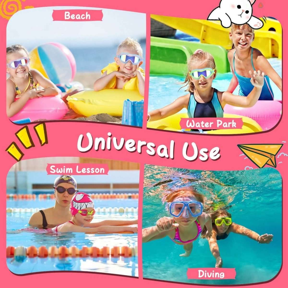 Kids Swim Goggles with Ear Plugs UV Protection Anti-Fog Leak Proof Cartsfy Inc.