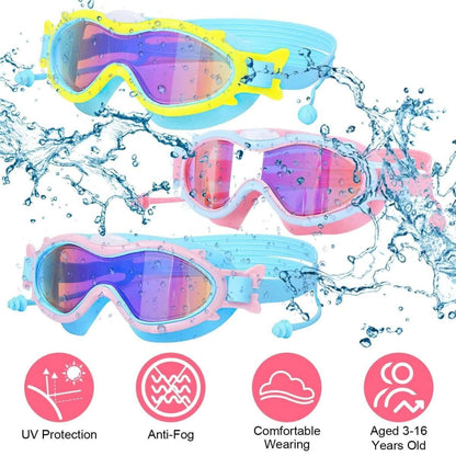 Kids Swim Goggles with Ear Plugs UV Protection Anti-Fog Leak Proof Cartsfy Inc.