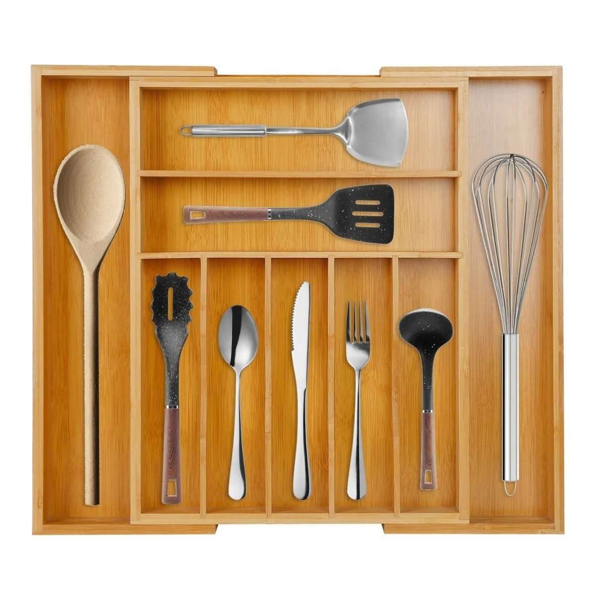 Kitchen Bamboo Expandable Cutlery Utensil Drawer Organizer Cartsfy Inc.