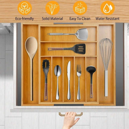 Kitchen Bamboo Expandable Cutlery Utensil Drawer Organizer Cartsfy Inc.