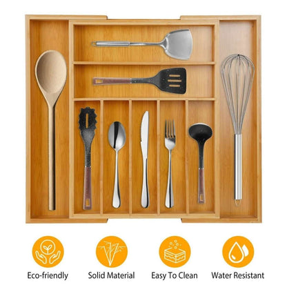Kitchen Bamboo Expandable Cutlery Utensil Drawer Organizer Cartsfy Inc.