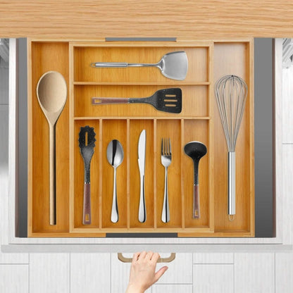 Kitchen Bamboo Expandable Cutlery Utensil Drawer Organizer - Cartsfy Inc.