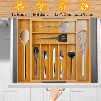 Kitchen Bamboo Expandable Cutlery Utensil Drawer Organizer - Cartsfy Inc.