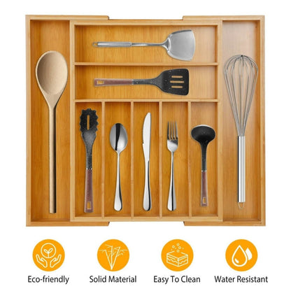Kitchen Bamboo Expandable Cutlery Utensil Drawer Organizer - Cartsfy Inc.