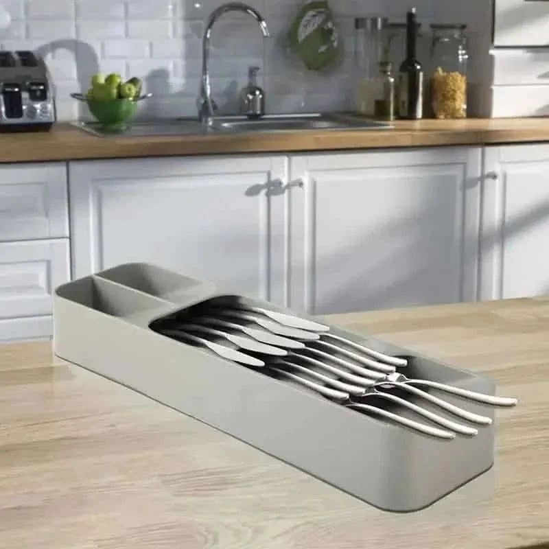 Kitchen Tableware Drawer Spoon Storage Box DailySale Gray White Gray-White-